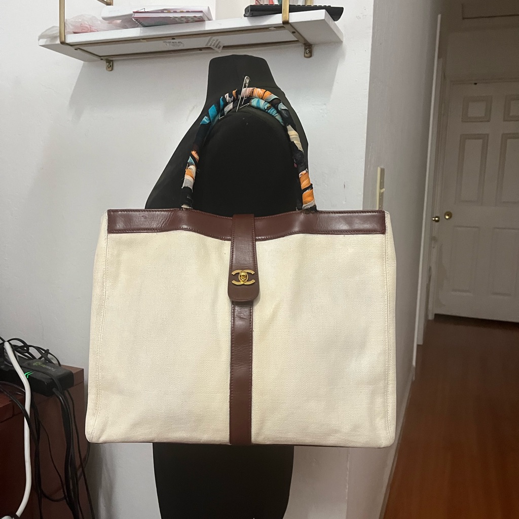 Authentic Vintage Chanel Canvas Tote Bag